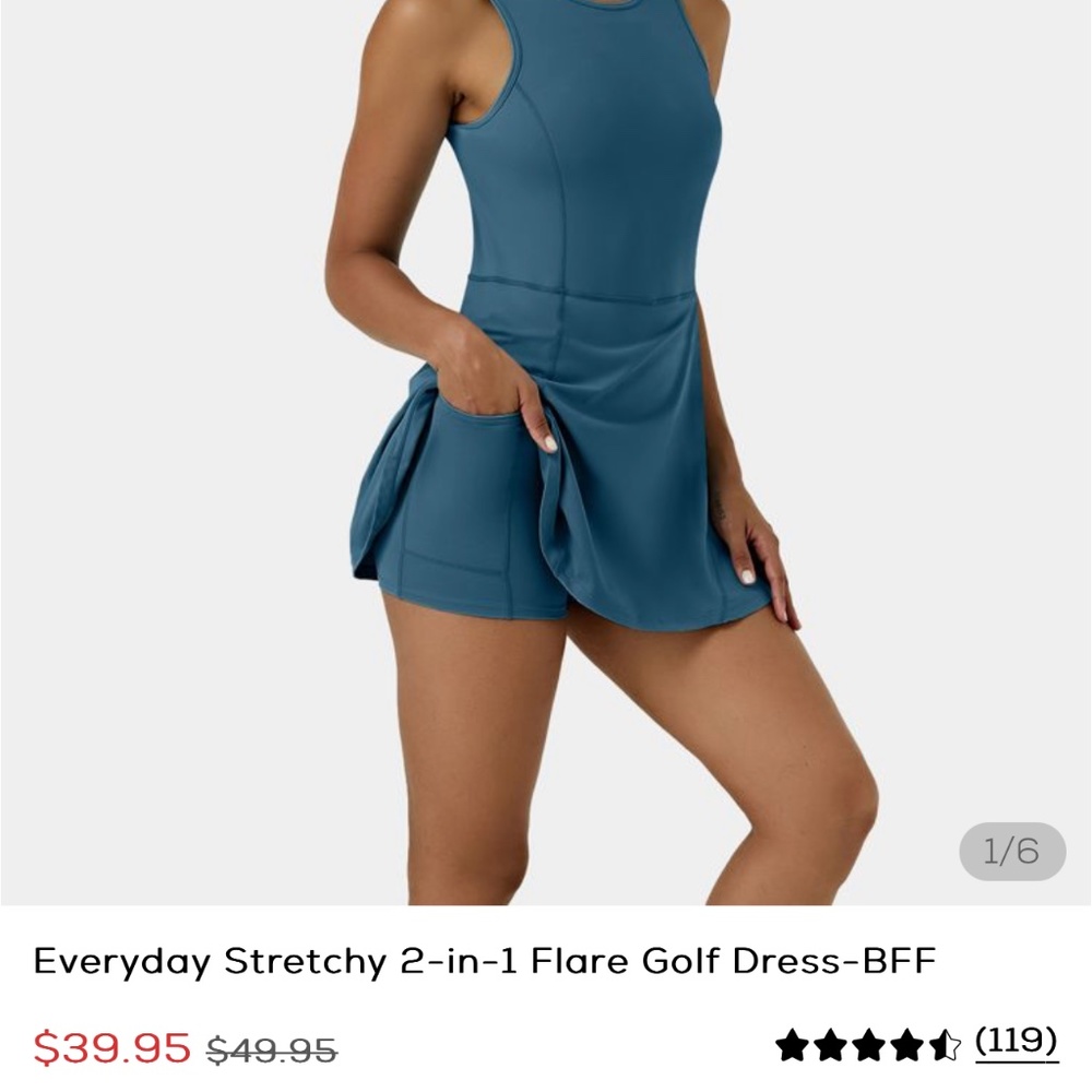 Halara NWT active dress / tennis / gold dress - blue size medium